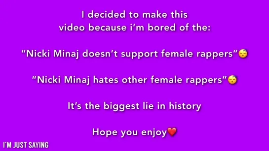 Nicki Minaj  Support and Love Female Rappers