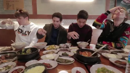 Dylan O’Brien, Ki Hong Lee and Thomas Brodie-Sangster in Josh Carrott’s latest YouTube video (Seoul, SK)