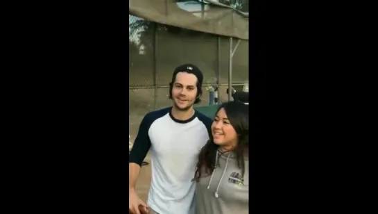 Dylan O’Brien with a fan earlier today