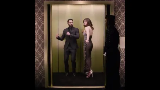 Tyler Hoechlin and Alexandra Daddario's elevator video at Golden Globes 2017.