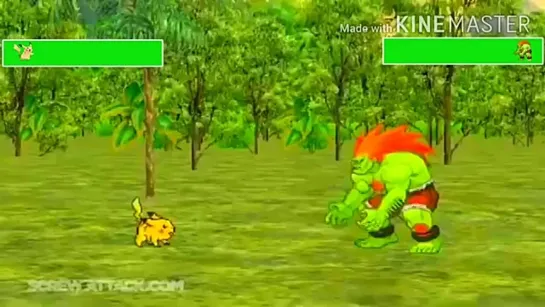 Pikachu vs. Blanka with healthbars