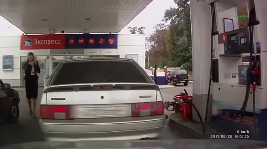 Girl at the gas station