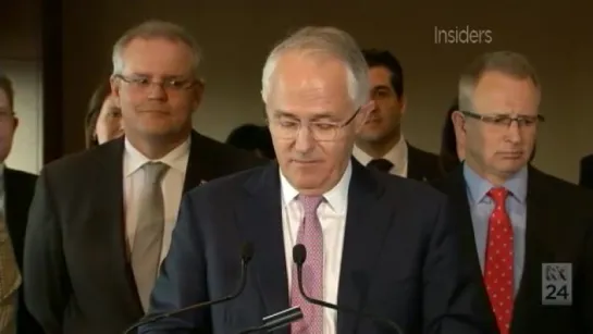 Malcolm Turnbull`s speech - announcement of the сabinet with Tony Abbot in the background