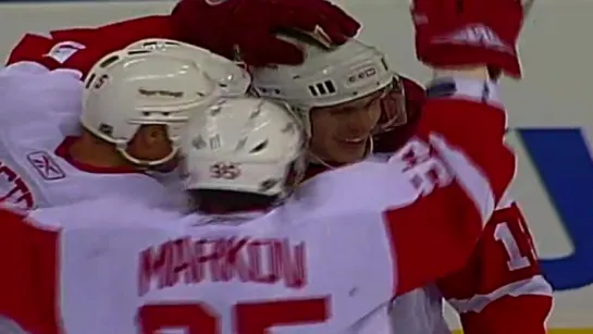 Markov big hit on Stoll, Datsyuk Scores nice goal / Марков хитует, Дацюк забивает