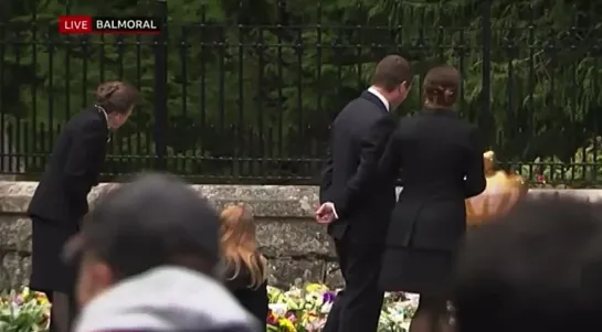 Members of The Royal Family are viewing the floral tributes left at Balmoral Castle.