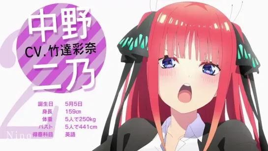 Gotoubun no Hanayome 2 сезон - трейлер с Нино Накано