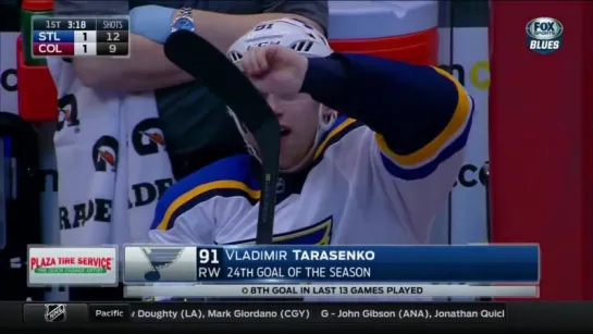 Tarasenko stutter steps his way to a beauty / Тарасенко проводит шайбу мимо защитника Бушеман и забивает гол в ворота Варламова