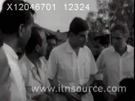 Marlon Brando visiting village with UNICEF officials