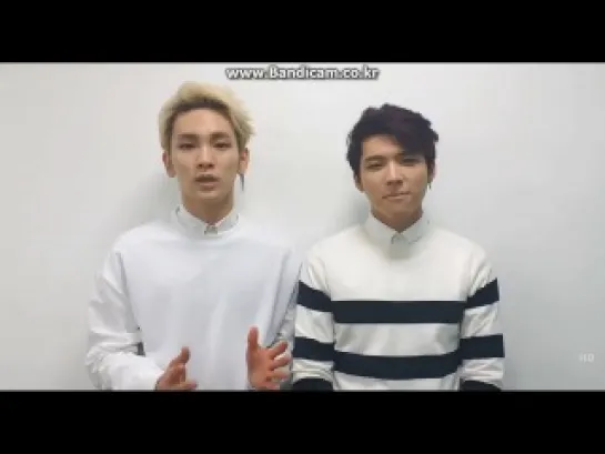 140310 Naver Music Special Toheart (WooHyun & Key) greeting message to Naver Music