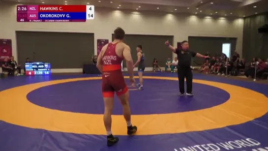 HAWKINS Cole (NZL) vs. Georgii OKOROKOVV (AUS)  Seniors Continental Championships 2024  B  Round 2  FS 65Kg