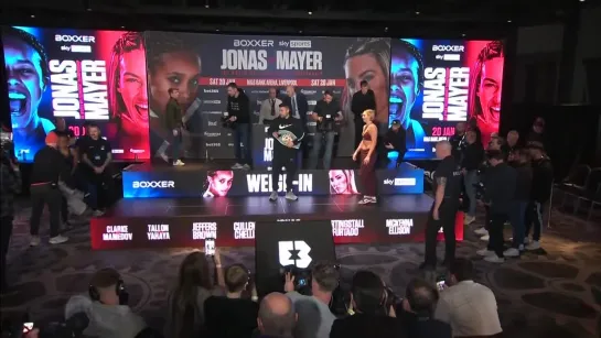 natasha jonas vs mikaela mayer - weigh-in face-off