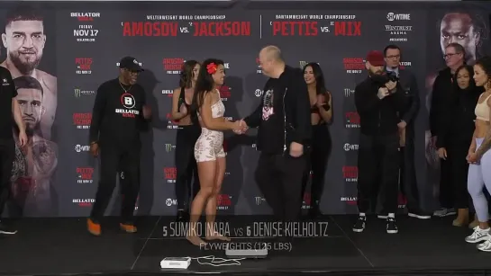 sumiko inaba vs denise kielholtz - bellator 301 official weigh-in