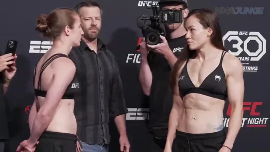 elise reed vs jinh yu frey - ufc vegas 74 weigh-in face-off