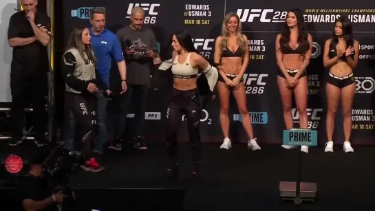 jennifer maia vs casey o'neill - ufc 286 weigh-in face-off