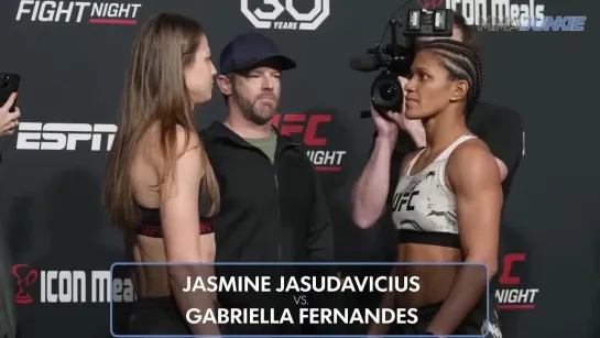 jasmine jasudavicius vs gabriella fernandes - ufc vegas 70 weigh-in face-off