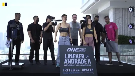 linda darrow vs victoria souza - one fight night 7 weigh-in face-off