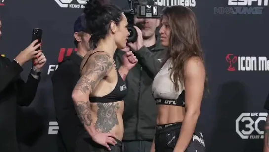 lina lansberg vs mayra bueno silva - ufc vegas 69 weigh-in face-off