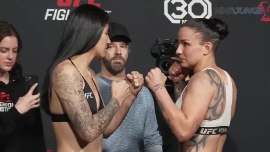 raquel pennington vs ketlen vieira - ufc vegas 67 weigh-in face-off