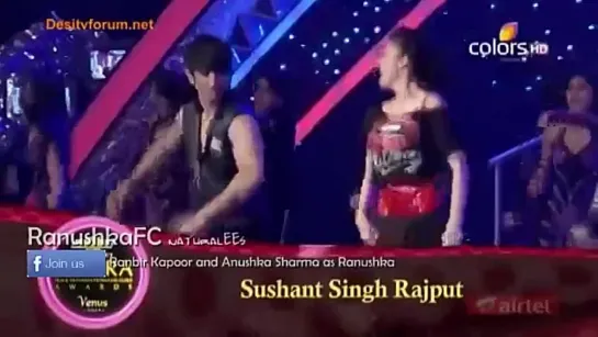 Sushant Singh Rajput with Anushka Sharma performance on Apsara Awards 2012 11th