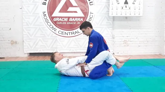 Свип их гарда с отворотом. Команда Gracie Barra Moscow