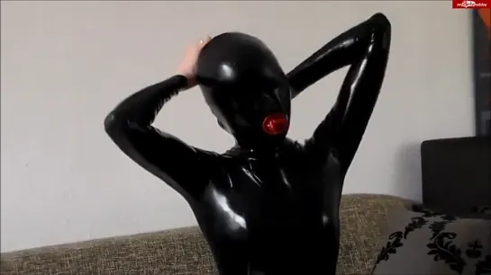 Latex condom catsuit