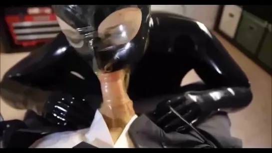 Black Latex Woman Transparent Blowjob