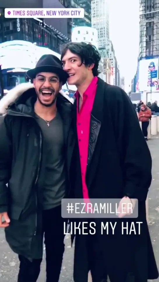 Times Square with a fan