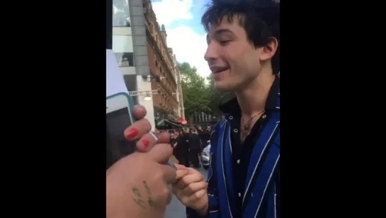 Ezra Miller on Pink Carpet