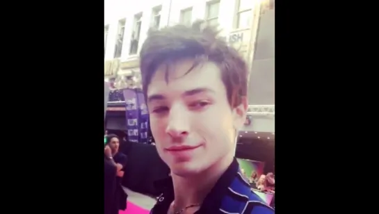 10min into the #SuicideSquad premiere & Ezra Miller gives you that look 😏 #squadlive