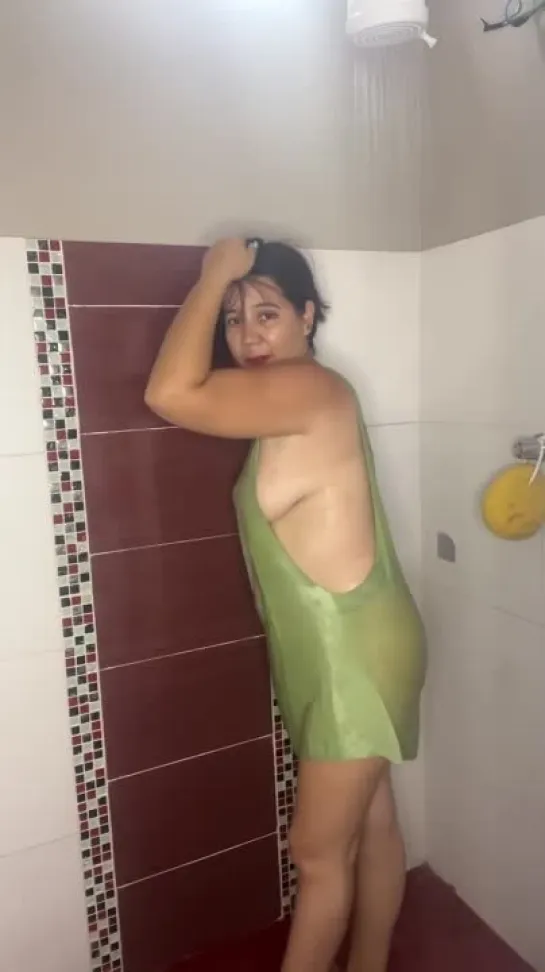 adri lopez -showering in green