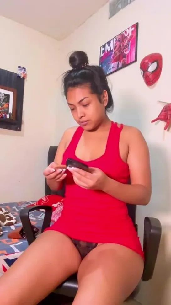 brillith dominguez -red tight nightie -late makeup