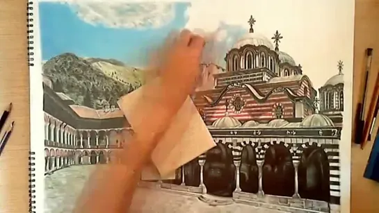 Realistic Drawing with Colored Pencils The Rila Monastery ( B U L G A R I A )