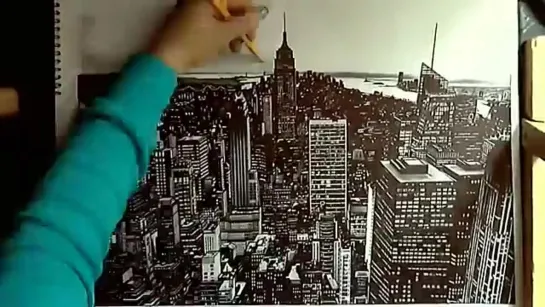 Realistic Drawing Manhattan, New York