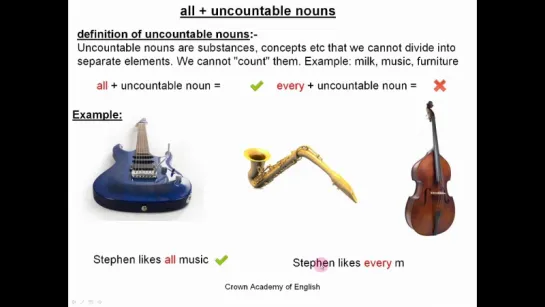 English Grammar lesson and English grammar exercises ¦ All and every