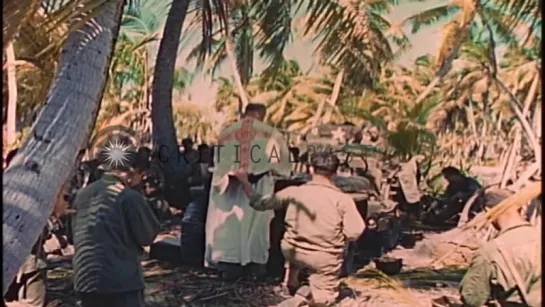 A Catholic Mass being conducted by a Chaplain in Makin Islands