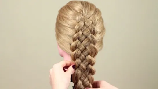 Косичка из пяти прядей. Обычный способ. Five strand braid