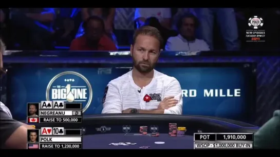 Daniel Negreanu is hollywooding with pocket Aces in the WSOP