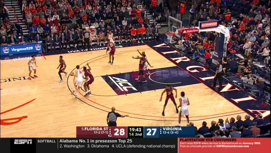 Florida State Seminoles at Virginia Cavaliers 28.01.20