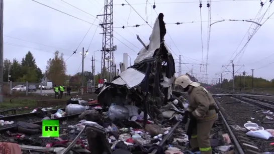 Видео с места столкновения автобуса с поездом во Владимирской области