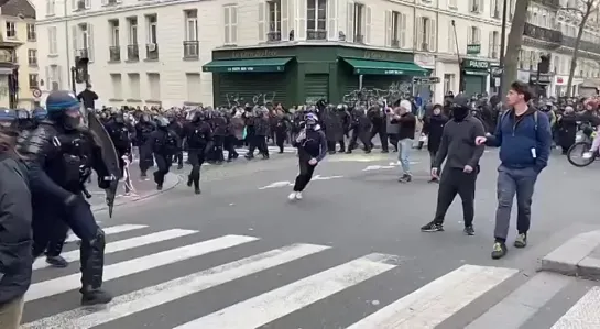 В Грузии продолжаются зверские избиения протестующих. А нет, извините, на видео — Франция.