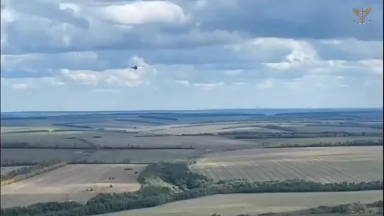 Уникальные кадры, на боевом задании бомбардировщик СУ-34 союзных сил несмотря на загоревшийся двигатель...