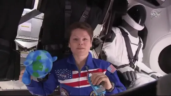 @AstroAnnimal welcomes humans aboard the first @SpaceX CrewDragon to visit the station an