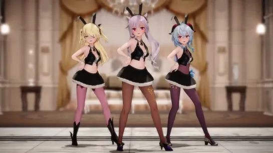 MMD R-18 [NORMAL] Tokiharashi and Amama and Fischl - Bunny Style