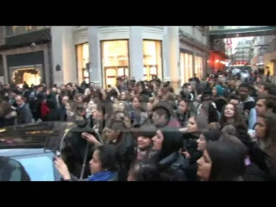 Vanessa Hudgens, Ashley Benson and Selena Gomez creating chaos at Galleries Lafayette in Paris