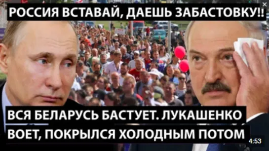 Беларусь бастует. Лукашенко воет. Путин покрылся холодным потом. Россия вставай, даешь забастовку!!