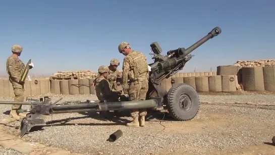 Army Artillery Soldiers Fire M119 Howitzer to Discourage Enemy Activity in Logar Province