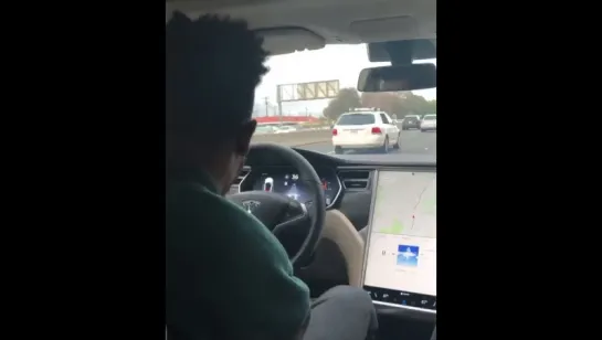 Desiigner drives hands-free in a Tesla [#BLACKMUZIK]