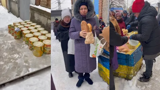 Голод в Харькове – очереди за раздачей квашеной капусты и хлеба