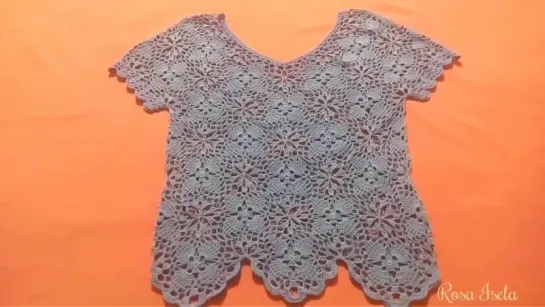 Blusa uva tejida en piezas a crochet