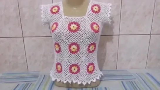 Blusa flor simpatia em crochê ( 2ª parte final ) # Elisa Crochê